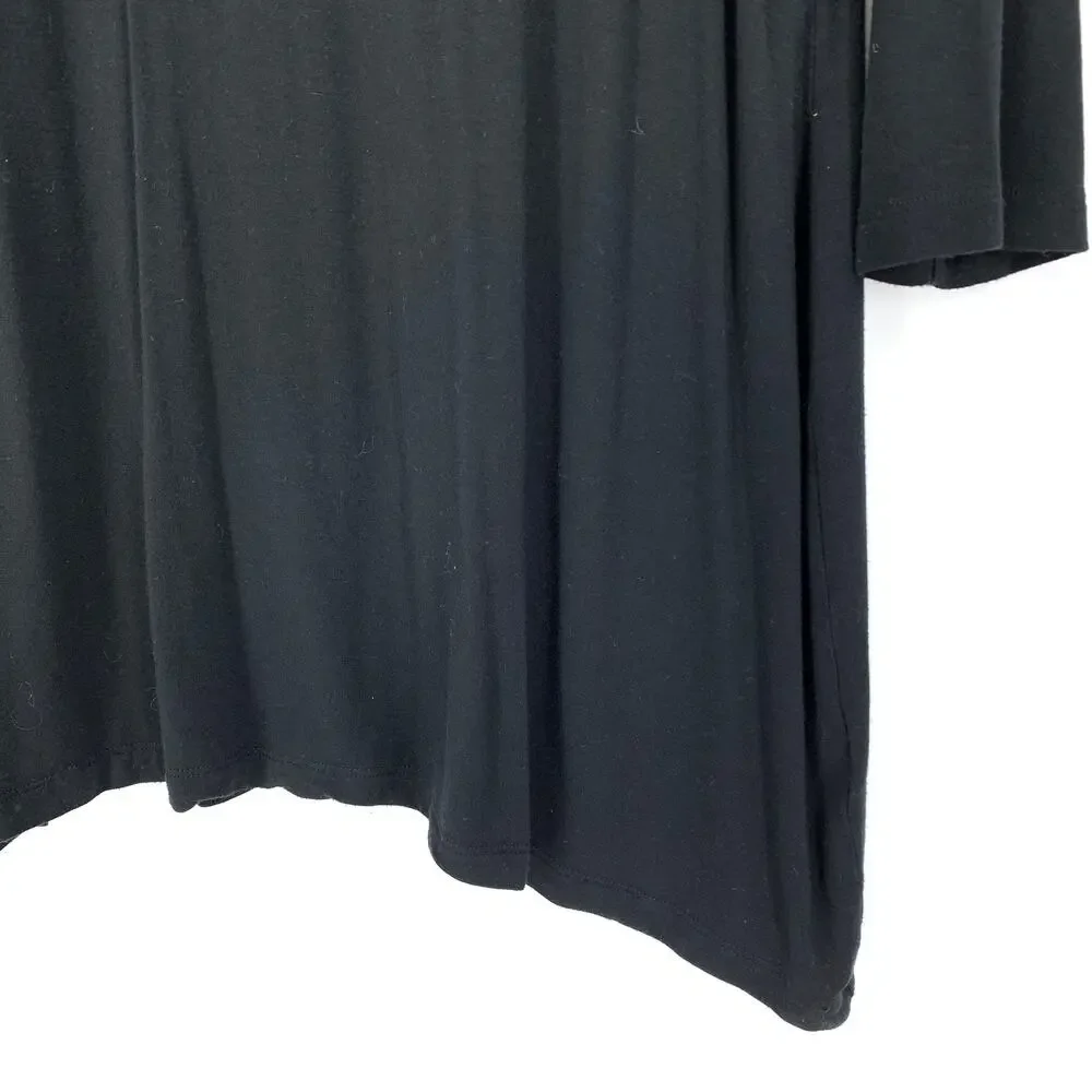 Soma Women's Size Large Sharkbite Hem Long Sleeve T-Shirt Black Embellished - Picture 4 of 6
